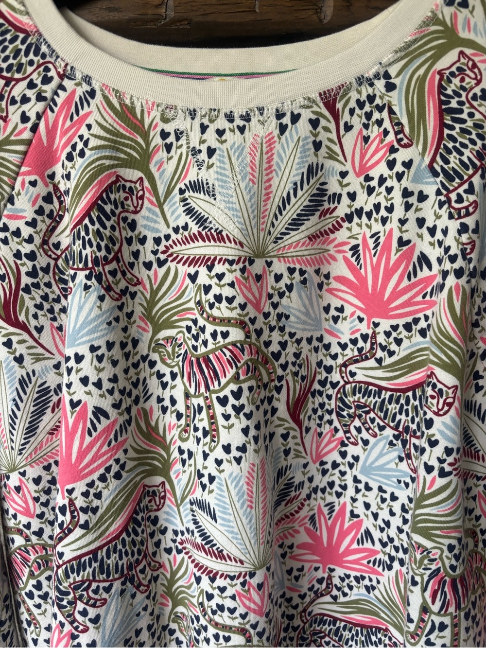 Boden Floral Printed Sweatshirt in White, Pink, Green - Picture 2 of 5